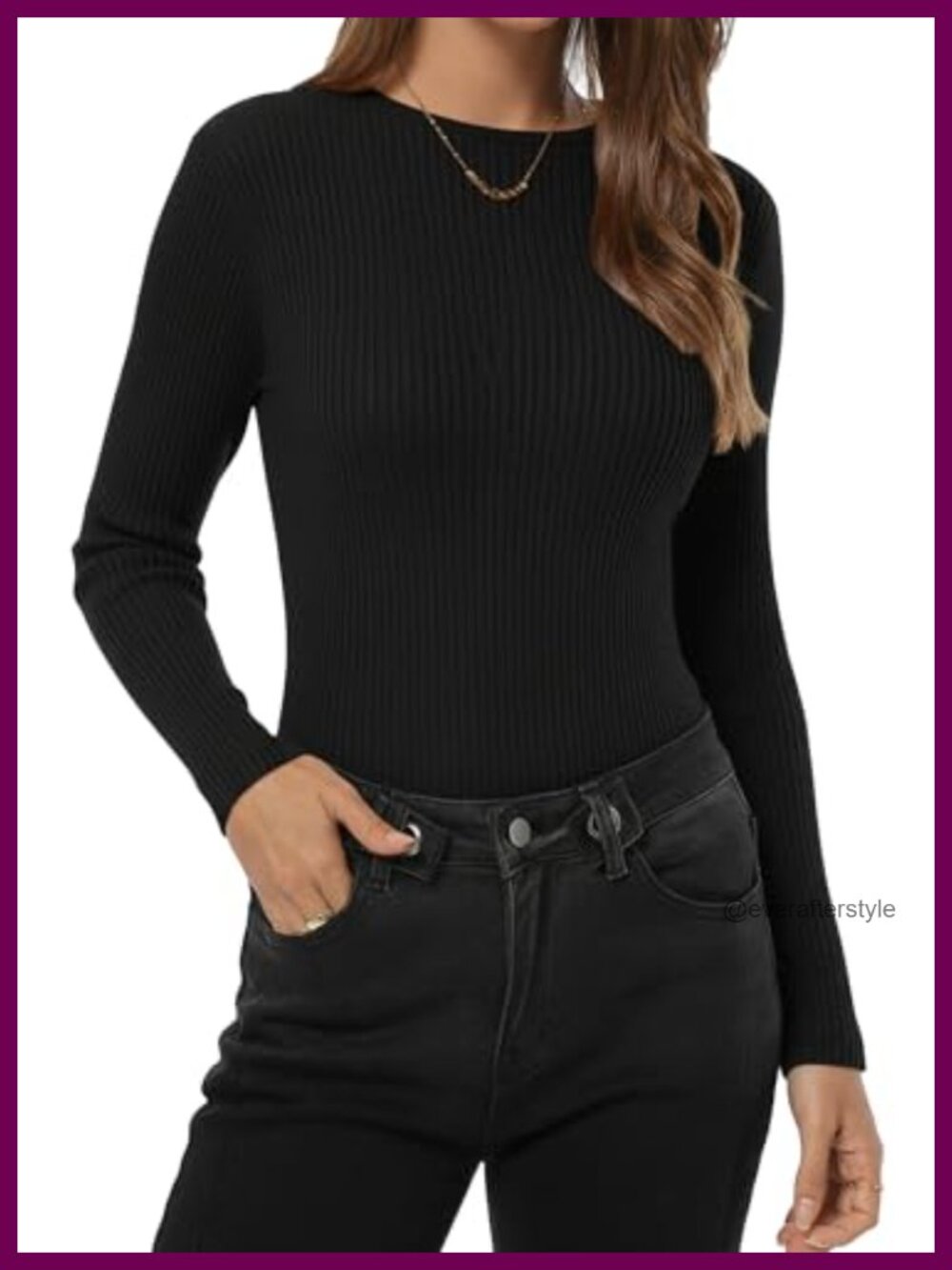 Ribbed Knit Women's Long Sleeve Fitted Sweater Crew Neck Pullover Lightweight